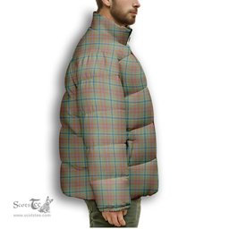 ScotsTee Shop Scottish Currie of Arran Ancient Clan Premium Tartan Collar Down Jacket Winter White Duck Down Plaid