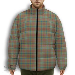 ScotsTee Shop Scottish Currie of Arran Ancient Clan Premium Tartan Collar Down Jacket Winter White Duck Down Plaid