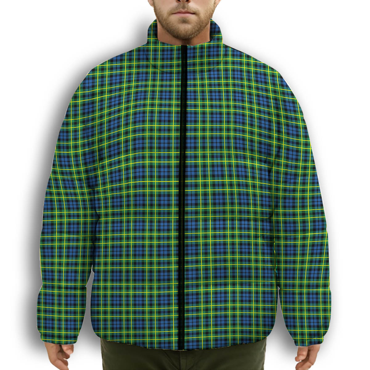 ScotsTee Shop Scottish Campbell of Breadalbane Ancient Premium Tartan Collar Down Jacket Winter White Duck Down Plaid