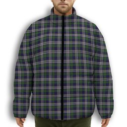 ScotsTee Shop Scottish Colquhoun Dress Premium Tartan Collar Down Jacket Winter White Duck Down Plaid