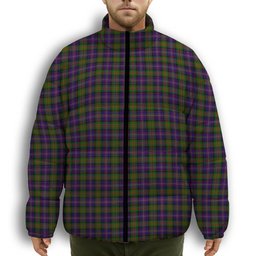 ScotsTee Shop Scottish Chalmers Premium Tartan Collar Down Jacket Winter White Duck Down Plaid