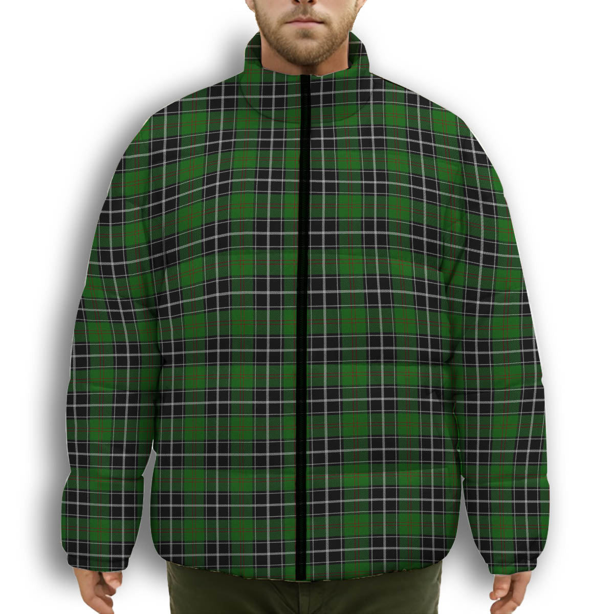 ScotsTee Shop Scottish Cleghorn Premium Tartan Collar Down Jacket Winter White Duck Down Plaid
