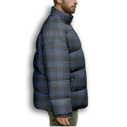 ScotsTee Shop Scottish Clergy Green lines 2 Premium Tartan Collar Down Jacket Winter White Duck Down Plaid
