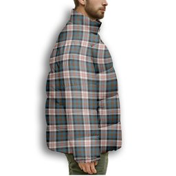 ScotsTee Shop Scottish Cameron of Erracht Dress Ancient Premium Tartan Collar Down Jacket Winter White Duck Down Plaid