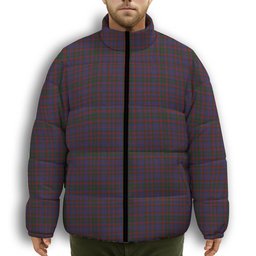 ScotsTee Shop Scottish Cumming Premium Tartan Collar Down Jacket Winter White Duck Down Plaid