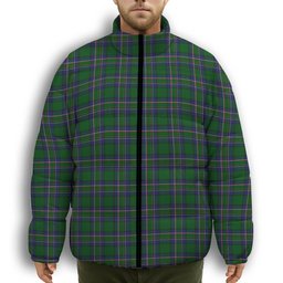 ScotsTee Shop Scottish Cockburn Old Pattern Premium Tartan Collar Down Jacket Winter White Duck Down Plaid