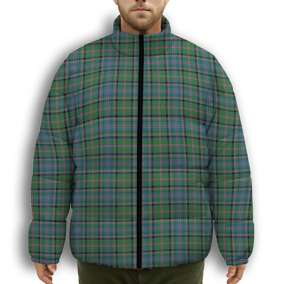 ScotsTee Shop Scottish Cooper Ancient Premium Tartan Collar Down Jacket Winter White Duck Down Plaid