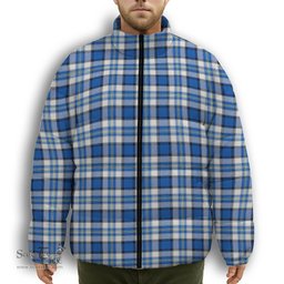 ScotsTee Shop Scottish Craig Paisley Modern Premium Tartan Collar Down Jacket Winter White Duck Down Plaid