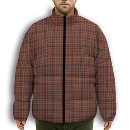 ScotsTee Shop Scottish Cumming Hunting Weathered Premium Tartan Collar Down Jacket Winter White Duck Down Plaid