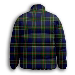 ScotsTee Shop Scottish Colquhoun Modern Premium Tartan Collar Down Jacket Winter White Duck Down Plaid
