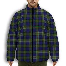ScotsTee Shop Scottish Colquhoun Modern Premium Tartan Collar Down Jacket Winter White Duck Down Plaid