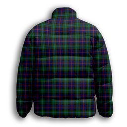 ScotsTee Shop Scottish Calder Modern Premium Tartan Collar Down Jacket Winter White Duck Down Plaid