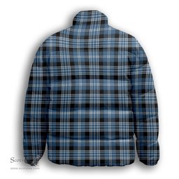 ScotsTee Shop Scottish Clark Modern Premium Tartan Collar Down Jacket Winter White Duck Down Plaid