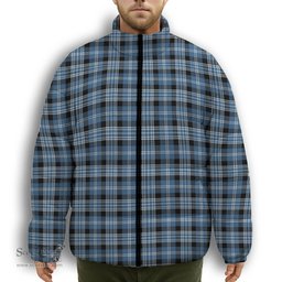 ScotsTee Shop Scottish Clark Modern Premium Tartan Collar Down Jacket Winter White Duck Down Plaid