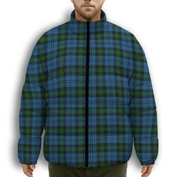 ScotsTee Shop Scottish Campbell of Glenlyon Premium Tartan Collar Down Jacket Winter White Duck Down Plaid