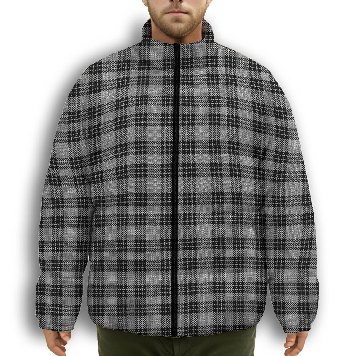 ScotsTee Shop Scottish Clan Hamilton Society Premium Tartan Collar Down Jacket Winter White Duck Down Plaid