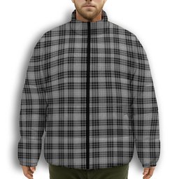 ScotsTee Shop Scottish Clan Hamilton Society Premium Tartan Collar Down Jacket Winter White Duck Down Plaid
