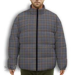 ScotsTee Shop Scottish Carnegie Check Ancient Premium Tartan Collar Down Jacket Winter White Duck Down Plaid