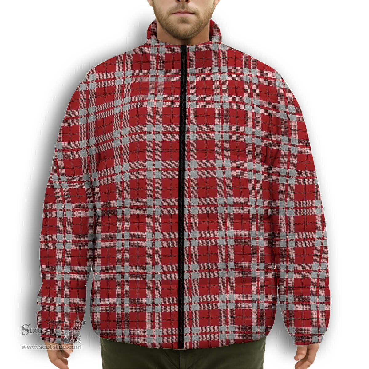 ScotsTee Shop Scottish Cameron Hose 2 Premium Tartan Collar Down Jacket Winter White Duck Down Plaid