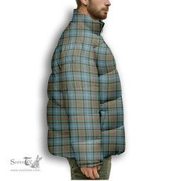 ScotsTee Shop Scottish Caldwell Premium Tartan Collar Down Jacket Winter White Duck Down Plaid