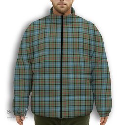 ScotsTee Shop Scottish Caldwell Premium Tartan Collar Down Jacket Winter White Duck Down Plaid
