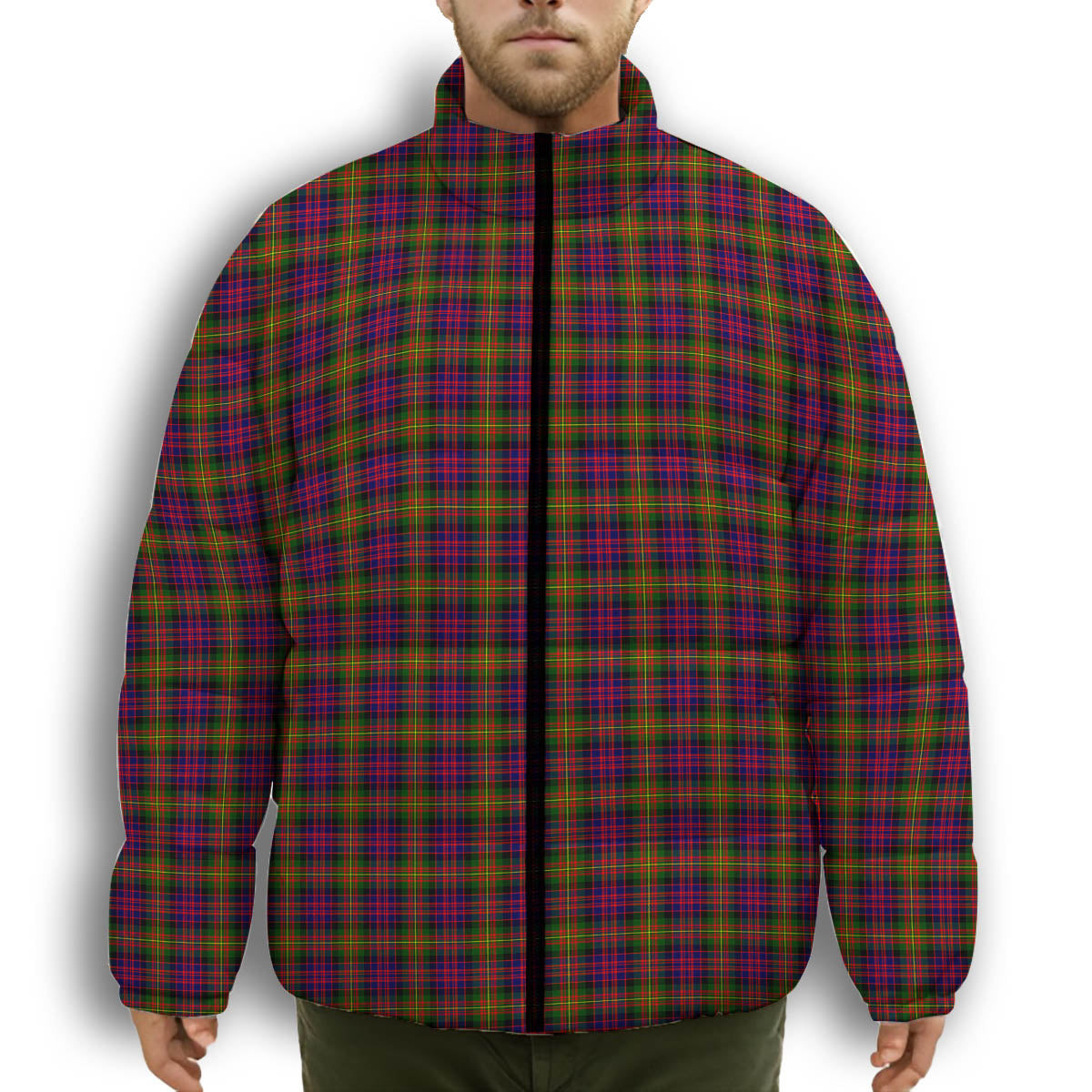 ScotsTee Shop Scottish Carnegie Modern Premium Tartan Collar Down Jacket Winter White Duck Down Plaid