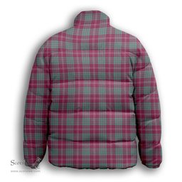 ScotsTee Shop Scottish Crawford Ancient Premium Tartan Collar Down Jacket Winter White Duck Down Plaid