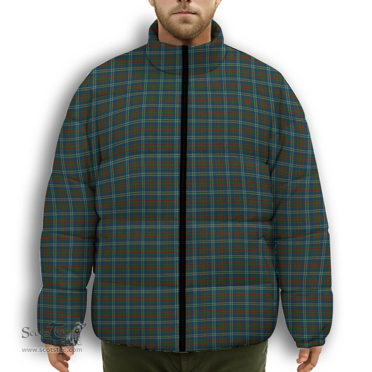 ScotsTee Shop Scottish Cathcart Premium Tartan Collar Down Jacket Winter White Duck Down Plaid