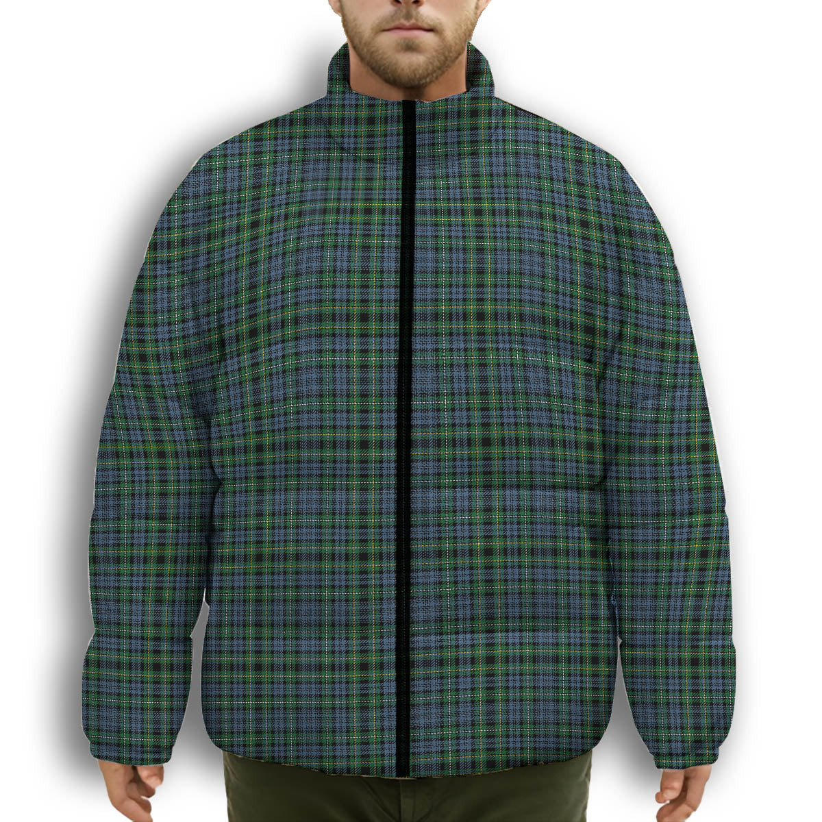 ScotsTee Shop Scottish Campbell of Argyll 1815 Ancient Premium Tartan Collar Down Jacket Winter White Duck Down Plaid