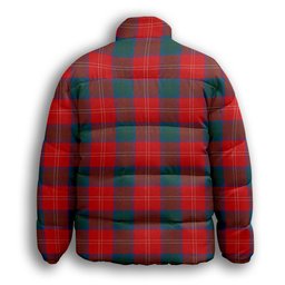 ScotsTee Shop Scottish Chisholm Modern Premium Tartan Collar Down Jacket Winter White Duck Down Plaid