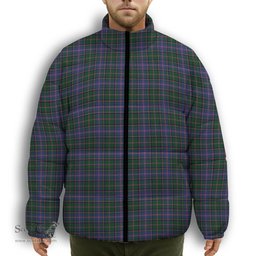 ScotsTee Shop Scottish Couper Premium Tartan Collar Down Jacket Winter White Duck Down Plaid