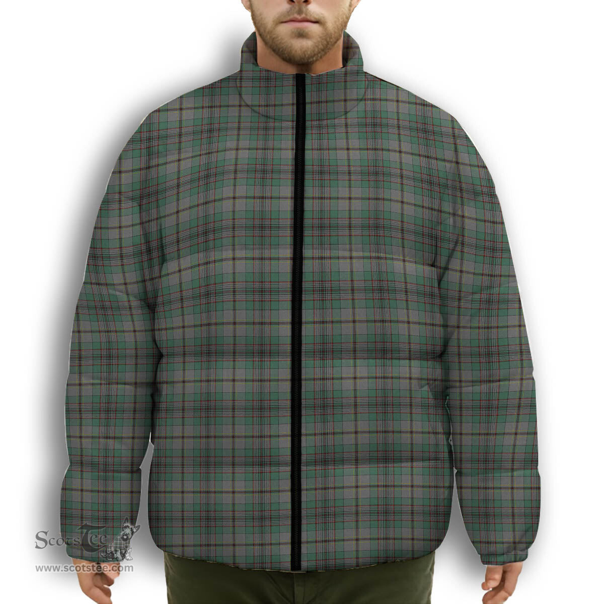 ScotsTee Shop Scottish Craig Premium Tartan Collar Down Jacket Winter White Duck Down Plaid