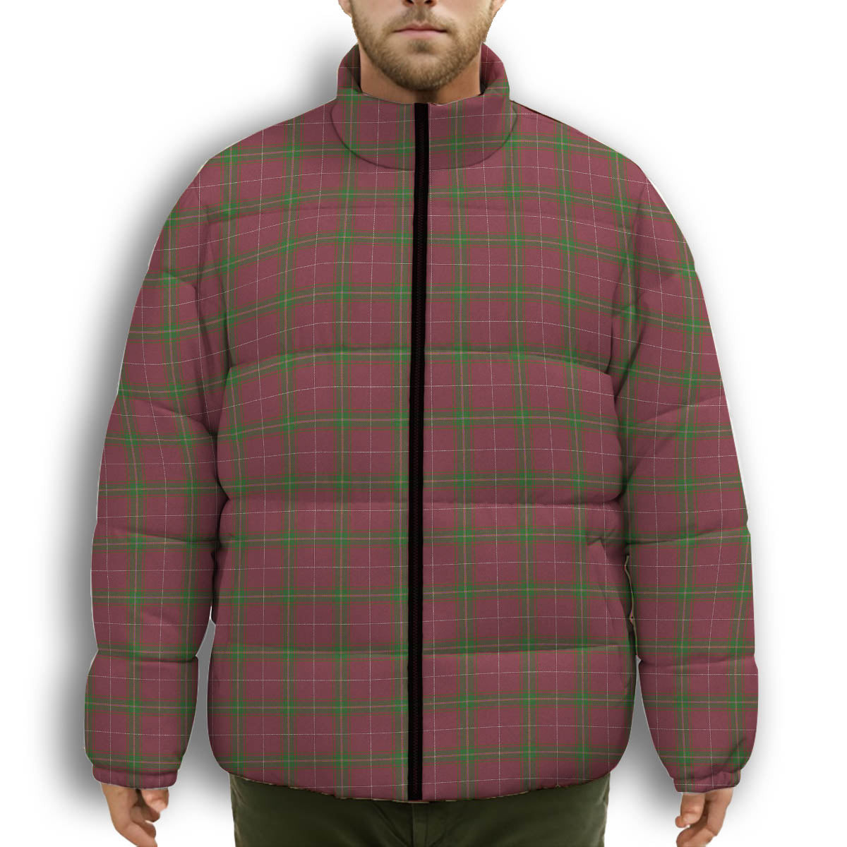 ScotsTee Shop Scottish Carruthers Ancient Premium Tartan Collar Down Jacket Winter White Duck Down Plaid