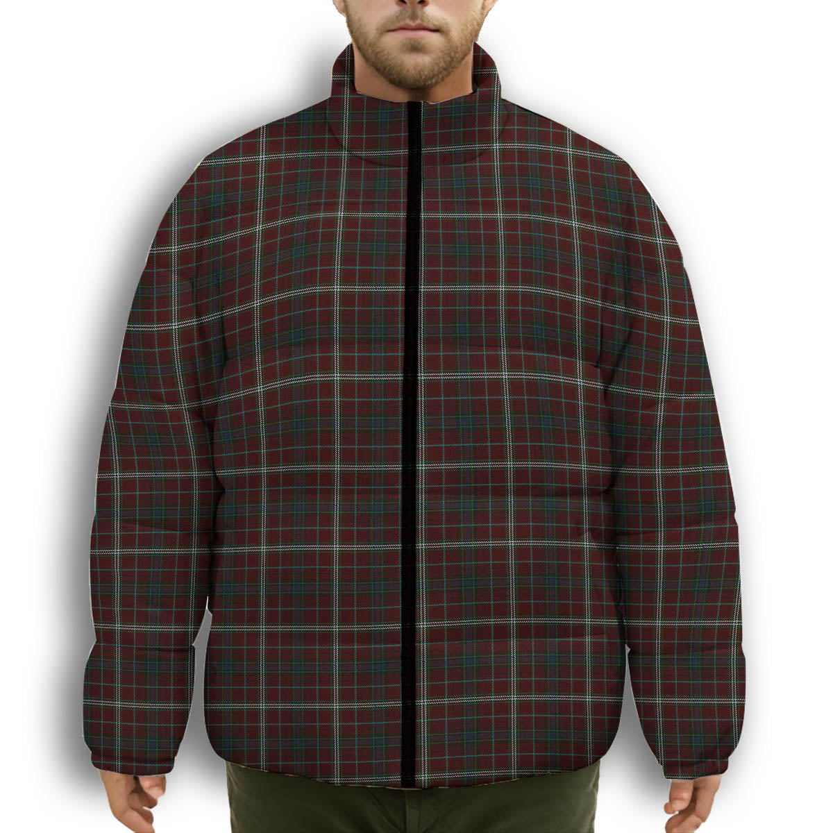 ScotsTee Shop Scottish Clifford Premium Tartan Collar Down Jacket Winter White Duck Down Plaid