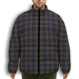 ScotsTee Shop Scottish Clelland SC Premium Tartan Collar Down Jacket Winter White Duck Down Plaid