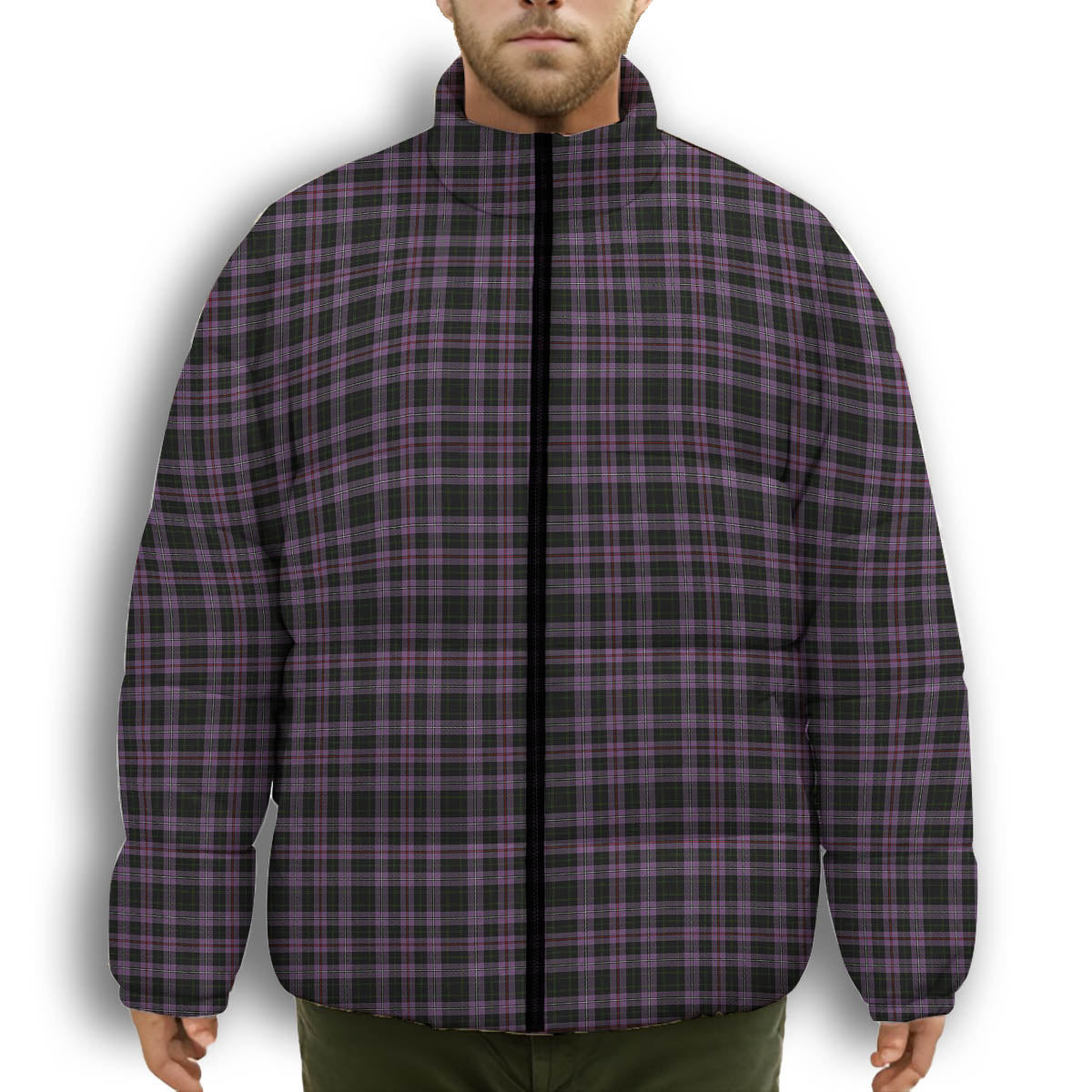 ScotsTee Shop Scottish Chapman Premium Tartan Collar Down Jacket Winter White Duck Down Plaid