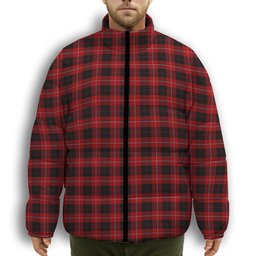 ScotsTee Shop Scottish Cunningham 3 Premium Tartan Collar Down Jacket Winter White Duck Down Plaid