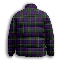 ScotsTee Shop Scottish Colquhoun 3 Premium Tartan Collar Down Jacket Winter White Duck Down Plaid