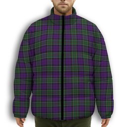 ScotsTee Shop Scottish Colquhoun 3 Premium Tartan Collar Down Jacket Winter White Duck Down Plaid