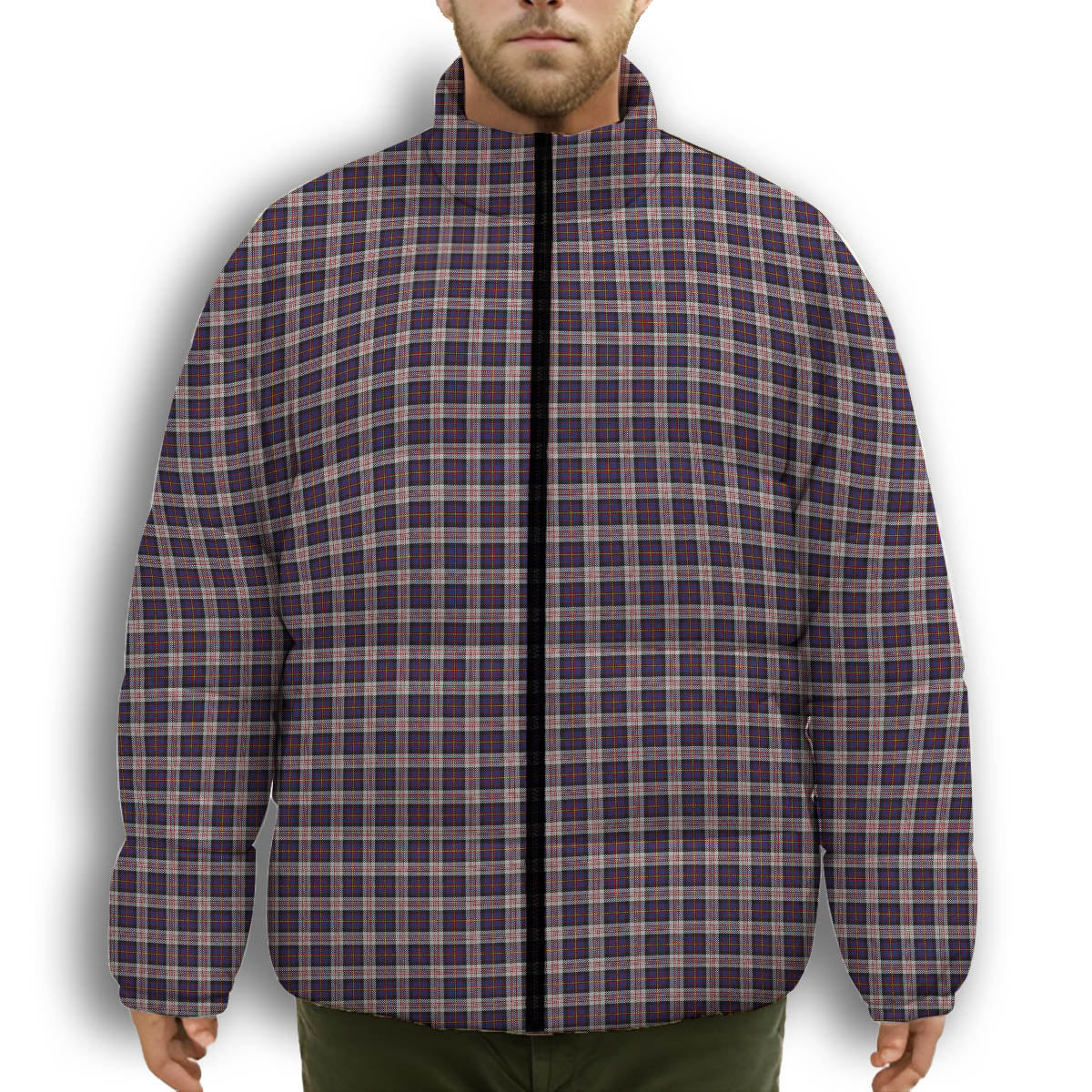 ScotsTee Shop Scottish Cameron of Erracht Dress Premium Tartan Collar Down Jacket Winter White Duck Down Plaid