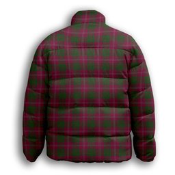 ScotsTee Shop Scottish Crawford Premium Tartan Collar Down Jacket Winter White Duck Down Plaid