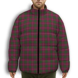 ScotsTee Shop Scottish Crawford Premium Tartan Collar Down Jacket Winter White Duck Down Plaid