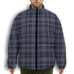 ScotsTee Shop Scottish Clark Premium Tartan Collar Down Jacket Winter White Duck Down Plaid