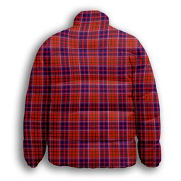 ScotsTee Shop Scottish Cameron of Lochiel Modern Premium Tartan Collar Down Jacket Winter White Duck Down Plaid