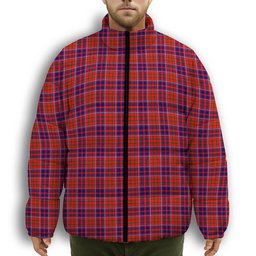 ScotsTee Shop Scottish Cameron of Lochiel Modern Premium Tartan Collar Down Jacket Winter White Duck Down Plaid