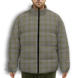 ScotsTee Shop Scottish Burns Check Premium Tartan Collar Down Jacket Winter White Duck Down Plaid