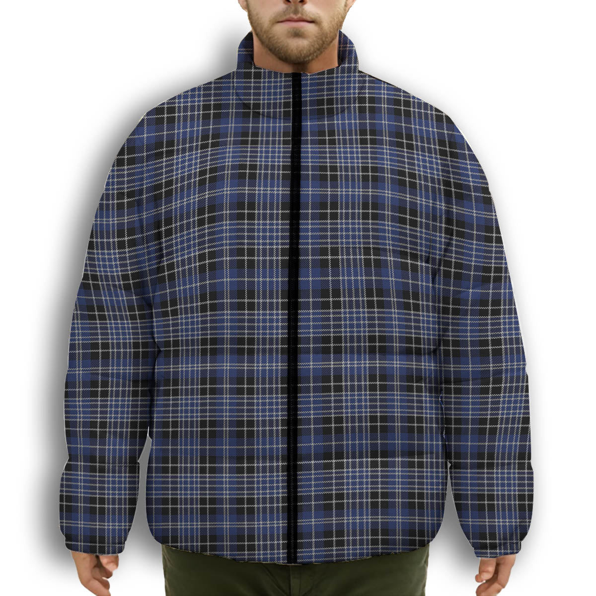 ScotsTee Shop Scottish Clarke Premium Tartan Collar Down Jacket Winter White Duck Down Plaid