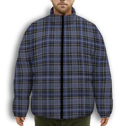 ScotsTee Shop Scottish Clarke Premium Tartan Collar Down Jacket Winter White Duck Down Plaid