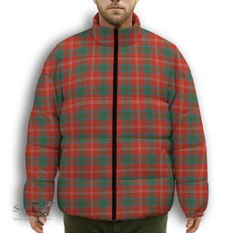 ScotsTee Shop Scottish Chisholm of Strathglass Ancient Premium Tartan Collar Down Jacket Winter White Duck Down Plaid
