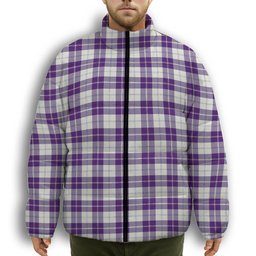ScotsTee Shop Scottish Dunlop Dress Modern Premium Tartan Collar Down Jacket Winter White Duck Down Plaid